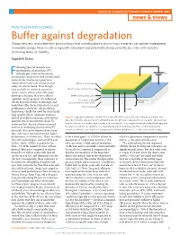Buffer Against Degradation Cheap, Efficient, and Stable Thin Photovoltaics That Use Abundant and Non-Toxic Materials Can Deliver Widespread