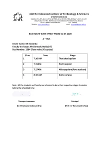 Bus Routes and Timings 2020-2021