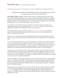 Citi Announced As Teach for All's Global Learning Partner