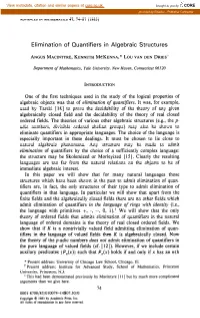 Elimination of Quantifiers in Algebraic Structures