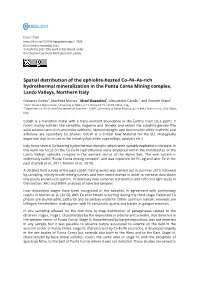 Spatial Distribution of the Ophiolite-Hosted Co–Ni–As-Rich Hydrothermal Mineralization in the Punta Corna Mining Complex, Lanzo Valleys, Northern Italy