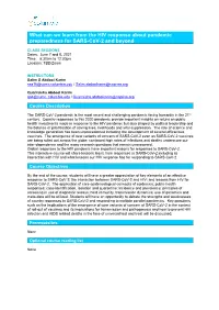 What Can We Learn from the HIV Response About Pandemic Preparedness for SARS-Cov-2 and Beyond