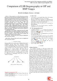 Comparison of LSB Steganography in GIF and BMP Images