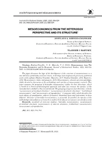 Mesoeconomics from the Heterodox Perspective and Its Structure1
