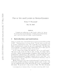 One Or Two Small Points in Thermodynamics