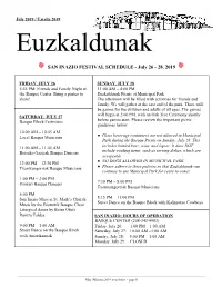SAN INAZIO FESTIVAL SCHEDULE - July 26 - 28, 2019