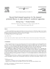 Second Kind Integral Equations for the Classical Potential Theory on Open Surfaces I: Analytical Apparatus