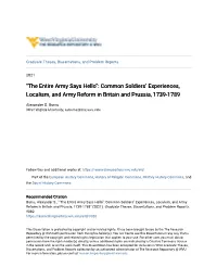 Common Soldiers' Experiences, Localism, and Army Reform In