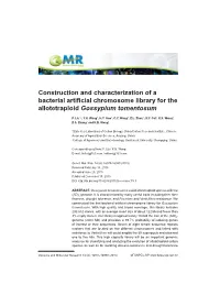 Construction and Characterization of a Bacterial Artificial Chromosome Library for the Allotetraploid Gossypium Tomentosum