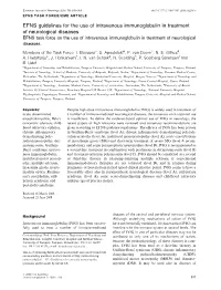 EFNS Guidelines for the Use of Intravenous Immunoglobulin In