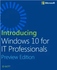 Introducing Windows 10 for IT Professionals Preview Edition