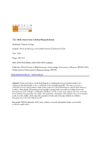 Title: Shell Objects from Tell Rad Shaqrah (Syria) Author(S): Dariusz