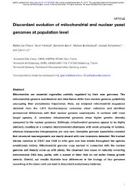 Discordant Evolution of Mitochondrial and Nuclear Yeast Genomes at Population Level