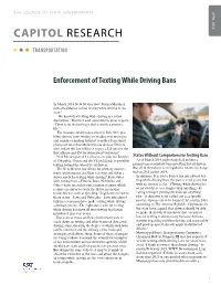 Enforcement of Texting While Driving Bans