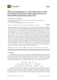 Numerical Simulation of a Two-Phase Flow for the Acrylonitrile Electrolytic Adiponitrile Process in a Vertical/Horizontal Electrolysis Cell