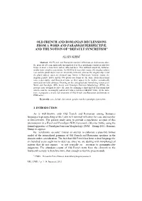 Old French and Romanian Declensions from a Word and Paradigm Perspective and the Notion of “Default Syncretism”