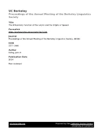 Proceedings of the 38Th Annual Meeting of the Berkeley Linguistics Society (2014), Pp