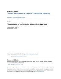 The Resolution of Conflict in the Fiction of D. H. Lawrence