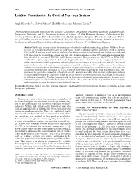 Uridine Function in the Central Nervous System