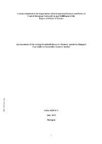 A Thesis Submitted to the Department of Environmental Sciences And