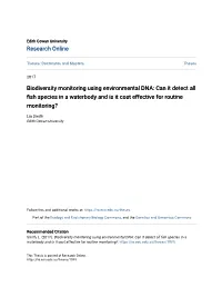Biodiversity Monitoring Using Environmental DNA: Can It Detect All Fish Species in a Waterbody and Is It Cost Effective for Routine Monitoring?