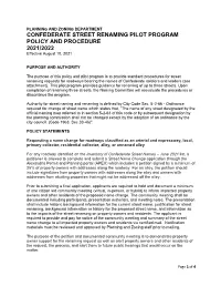 Confederate Street Renaming Pilot Program Policy and Procedures