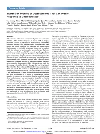 Expression Profiles of Osteosarcoma That Can Predict Response to Chemotherapy
