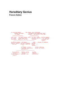 Hereditary Genius: an Inquiry Into Its Laws and Consequences