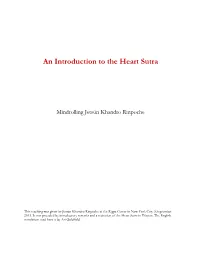 Introduction to the Heart Sutra