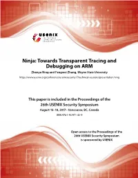 Ninja: Towards Transparent Tracing and Debugging On