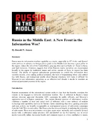 Russia in the Middle East: a New Front in the Information Was?