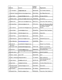 SL Name Email Id Contact Number Organisation 1 A. Chiranjeevi Info