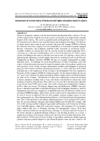 Assessment of Current Status of Technical and Higher Education Sector in Liberia
