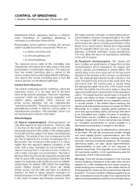 Control of Breathing I
