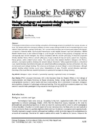 Dialogic Pedagogy and Semiotic-Dialogic Inquiry Into Visual Literacies and Augmented Reality