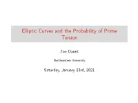 Elliptic Curves and the Probability of Prime Torsion