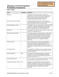 Glossary of Terms Used in Reliability Standards