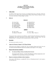 MINUTES BOARD of SUPERVISORS for the UNIVERSITY of LOUISIANA SYSTEM October 26, 2017
