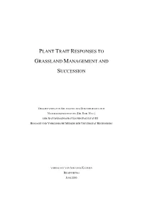 Plant Trait Responses to Grassland Management and Succession