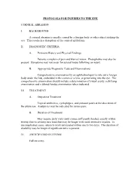 Protocols for Injuries to the Eye Corneal Abrasion I