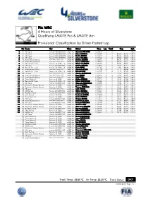 Provisional Classification by Driver Fastest Lap Qualifying LMGTE Pro