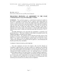 Resolution Proposing an Amendment to the State Constitution to Allow for Early Voting