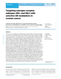 Targeting Estrogen Receptor Subtypes (Era and Erb) with Selective ER Modulators in Ovarian Cancer