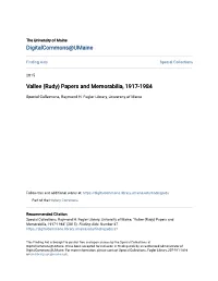 Vallee (Rudy) Papers and Memorabilia, 1917-1984