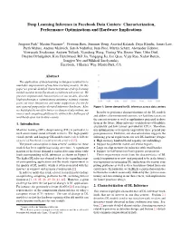 Deep Learning Inference in Facebook Data Centers: Characterization, Performance Optimizations and Hardware Implications