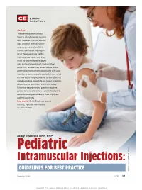 Intramuscular Injections: GUIDELINES for BEST PRACTICE B