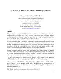 Modelling Quality of Life for Sustainable Development