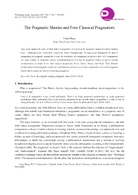 The Pragmatic Maxim and Four Classical Pragmatists