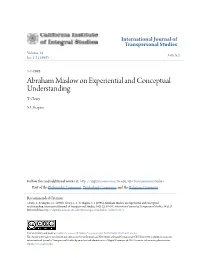 Abraham Maslow on Experiential and Conceptual Understanding T