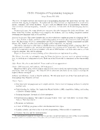 CS 59: Principles of Programming Languages Sergey Bratus, Fall 2016